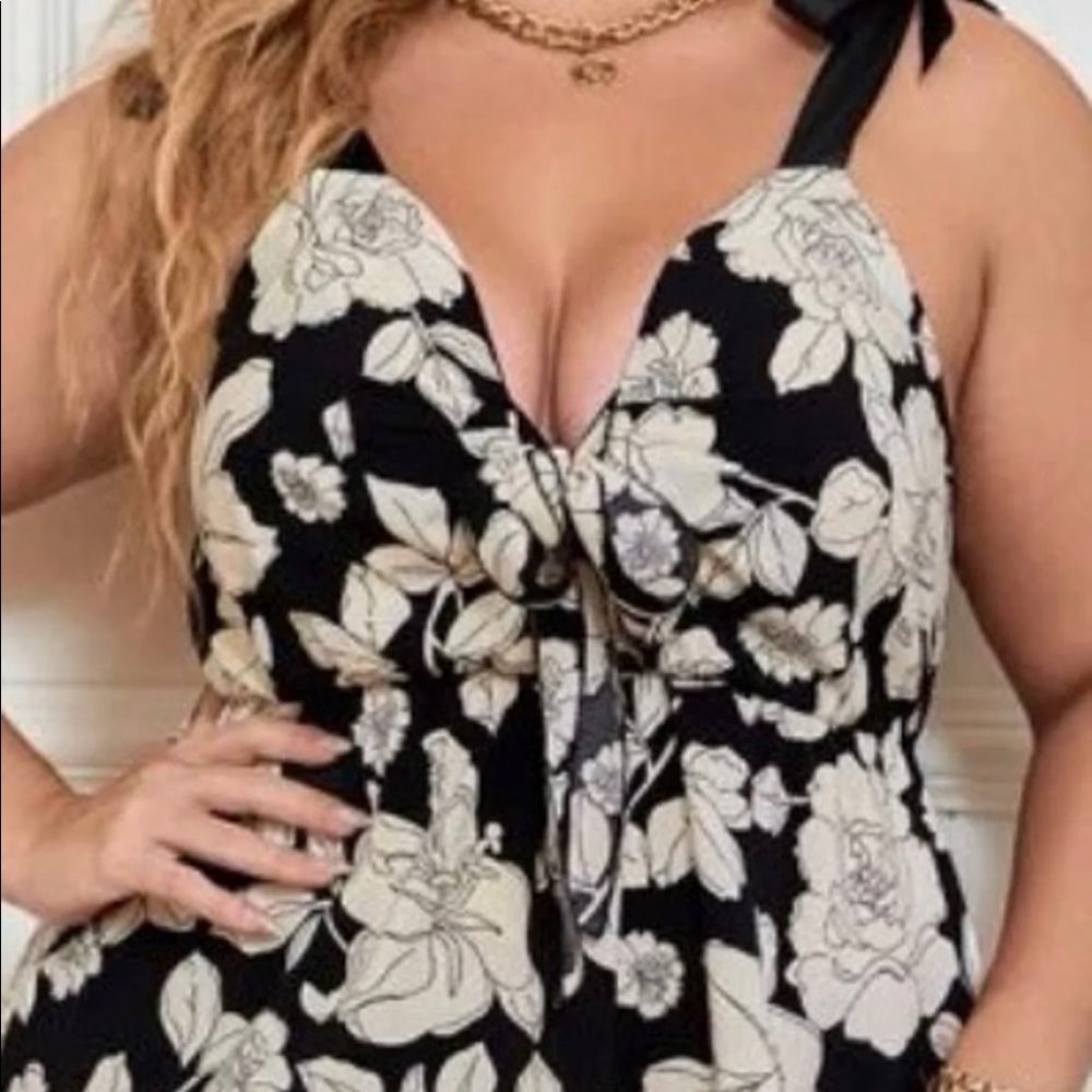Black & cream summer dress 1X new